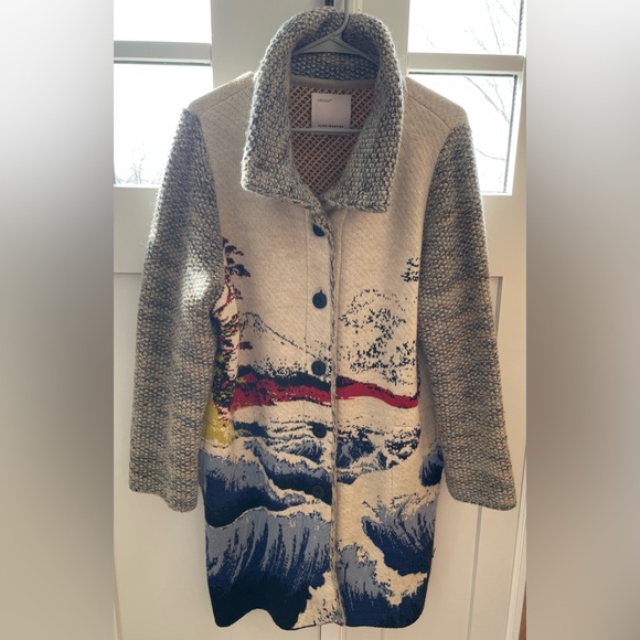 Anthropologie Ocean Funnel Neck Sweater Coat medium $380 boho bohemian - Picture 5 of 11